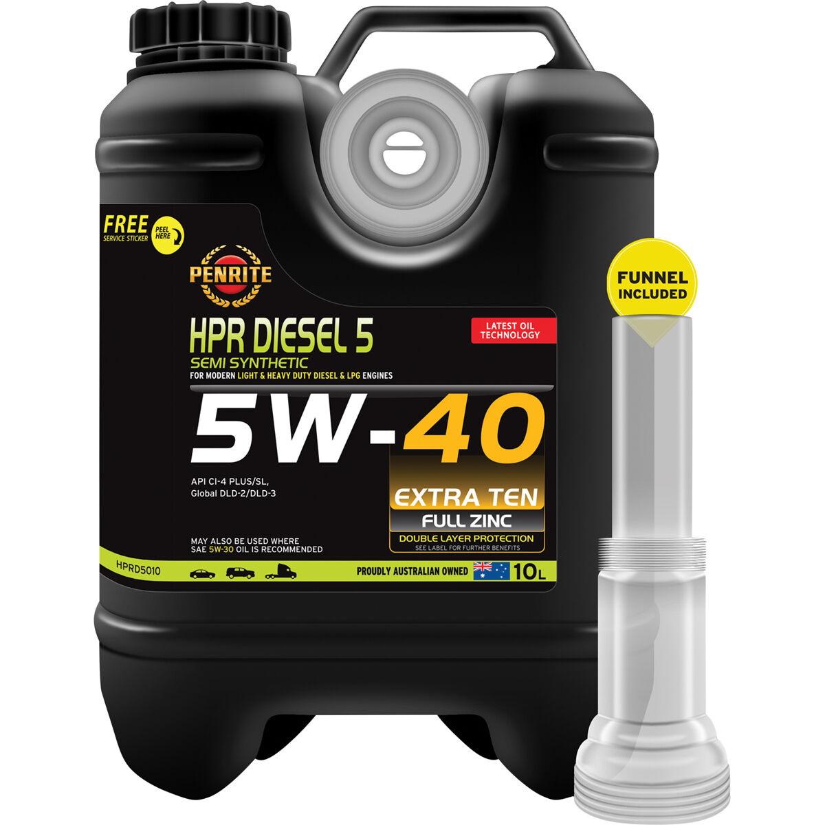 Penrite HPR Diesel 5 Engine Oil - 5W-40, 10 Litre, , scaau_hi-res