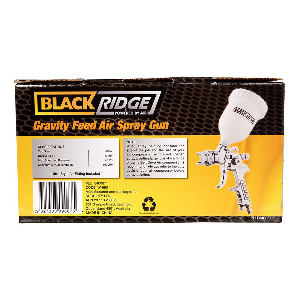 Blackridge Air Spray Gun Gravity Feed 600ml Supercheap Auto