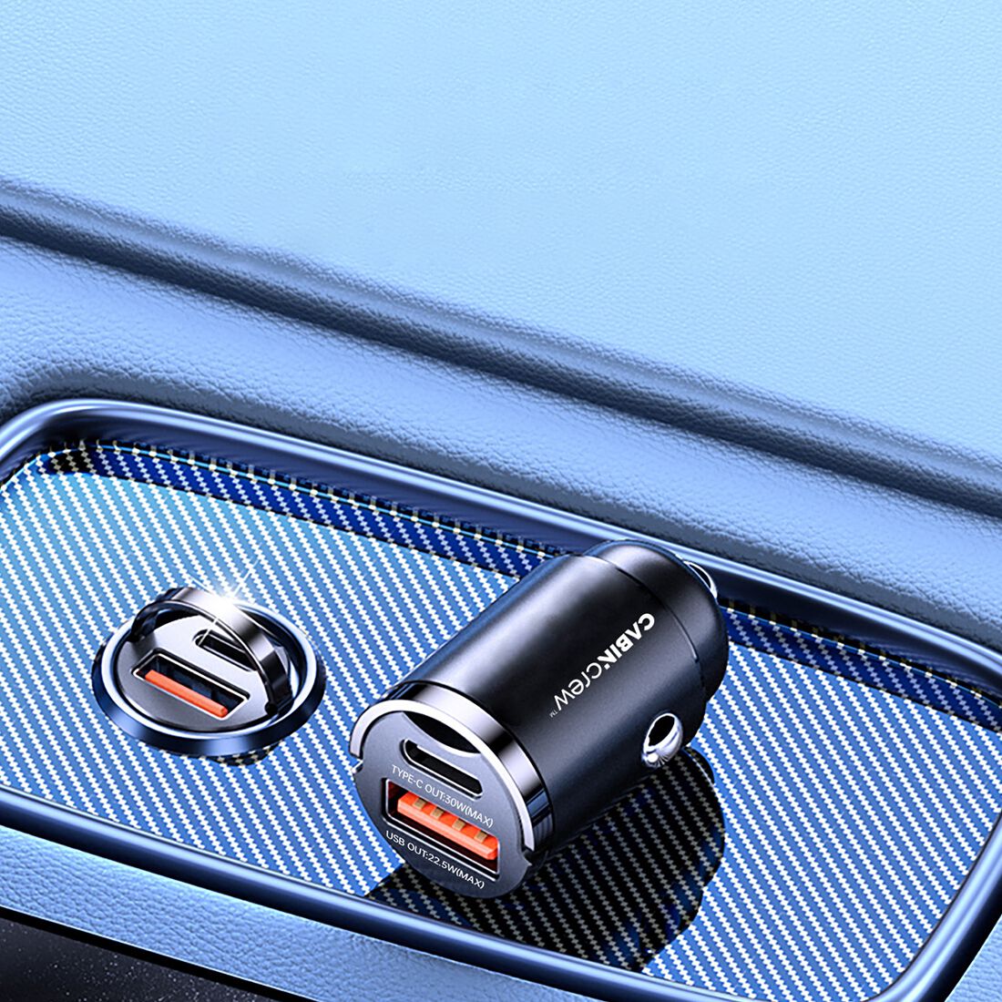 Cabin Crew 12V 30W 2 Port USB-A/USB-C In-Car Fast Charger, , scaau_hi-res