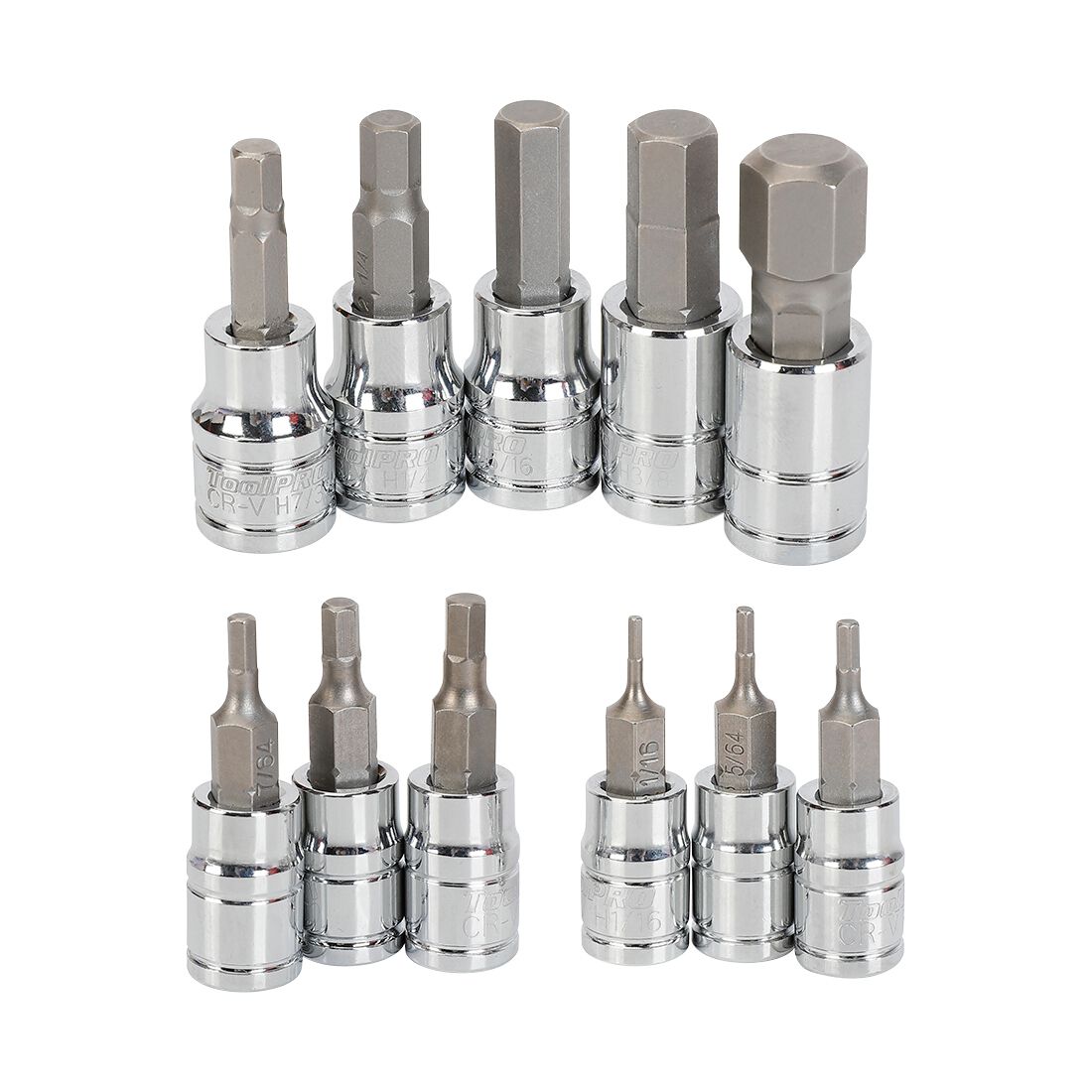 ToolPRO Hex Socket Set - 1/4 & 3/8" Drive, SAE, 11 Piece, , scaau_hi-res