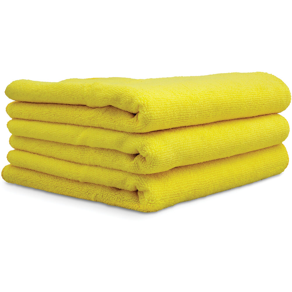 Chemical Guys Workhorse Professional Microfiber Towel - 16in x 16in -  Yellow - 3 Pack - Case of 16 - MICYELLOW03