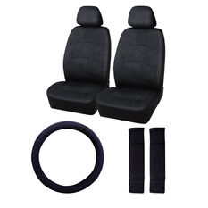 SCA Black Suede Velour Seat Cover Set, , scaau_hi-res