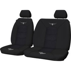 R.M.Williams Woven Seat Covers Black/Grey Adjustable Headrests Size 301 Front Bucket and Bench (W/Out Cut Out) Air Bag Compatible, , scaau_hi-res