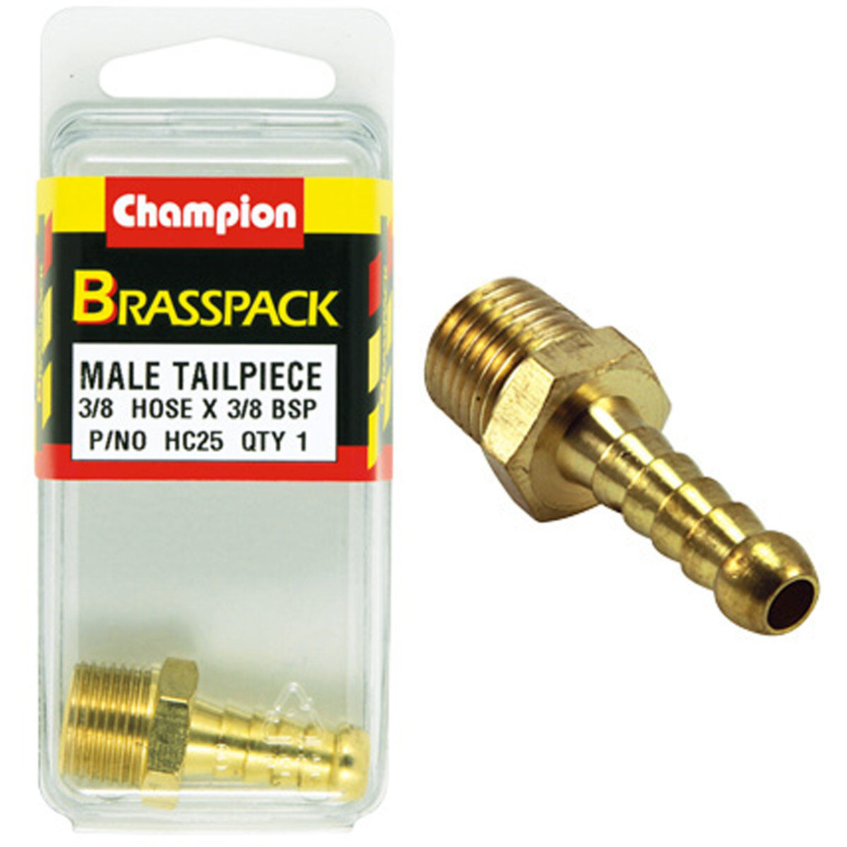 Champion Brass Pack Male Hose Barb HC25, 3/8" X 3/8", , scaau_hi-res