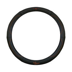 R.M.Williams Tan Leather Steering Wheel Cover, Black/Tan, 380mm, , scaau_hi-res