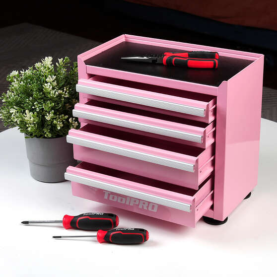 ToolPRO Mini Tool Cabinet 4 Drawer Pink, , scaau_hi-res