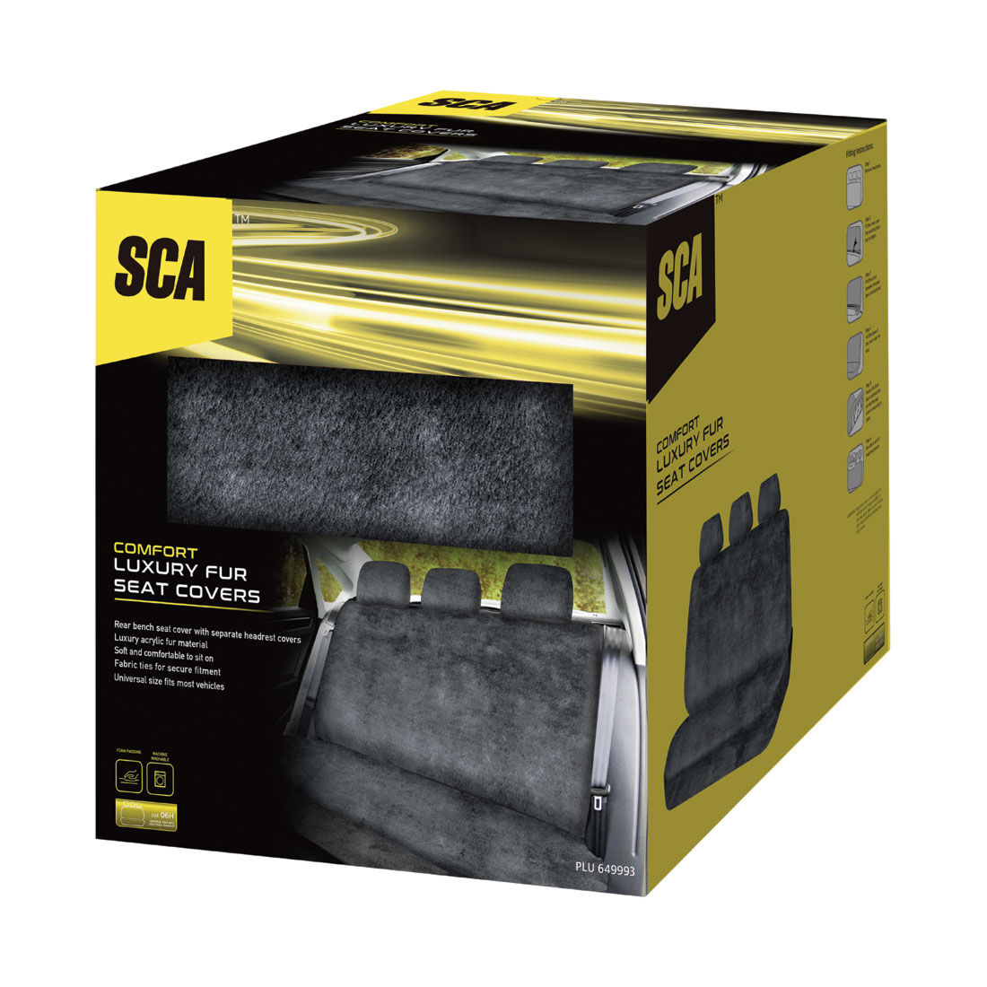 SCA Luxury Fur Seat Cover Slate Adjustable Headrests Rear Seat Size 06H, , scaau_hi-res