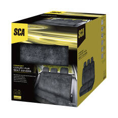 SCA Luxury Fur Seat Cover Slate Adjustable Headrests Rear Seat Size 06H, , scaau_hi-res
