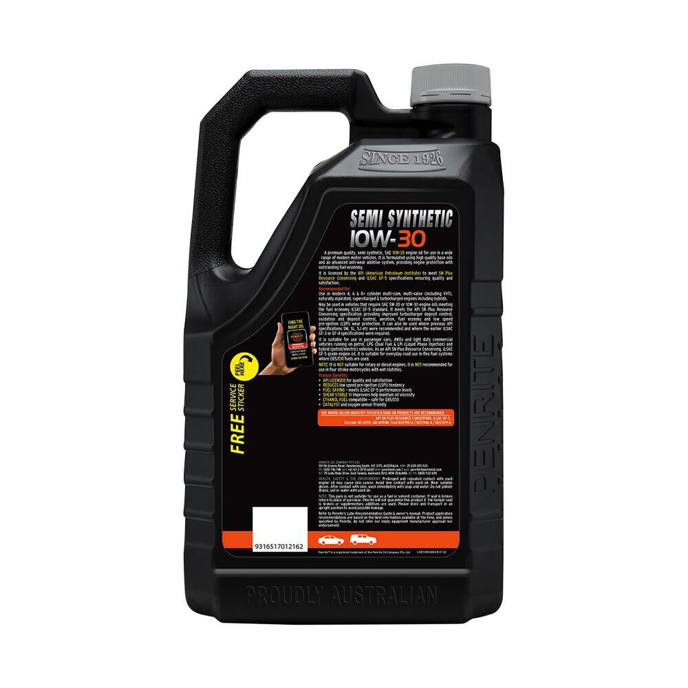 Penrite Semi Synthetic Engine Oil 10W-30 5 Litre, , scaau_hi-res