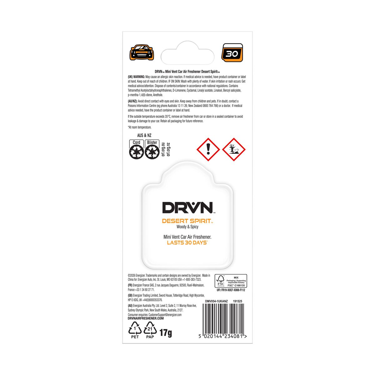 DRVN Mini Vent Desert Spirit Air Freshener - 1 Pack, , scaau_hi-res