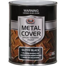 SCA Metal Cover Enamel Rust Paint Gloss Black 1 Litre, , scaau_hi-res