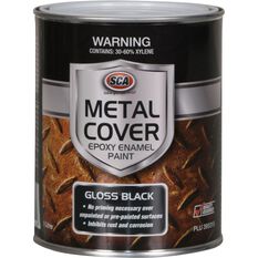 SCA Metal Cover Enamel Rust Paint, Gloss Black - 1 Litre, , scaau_hi-res