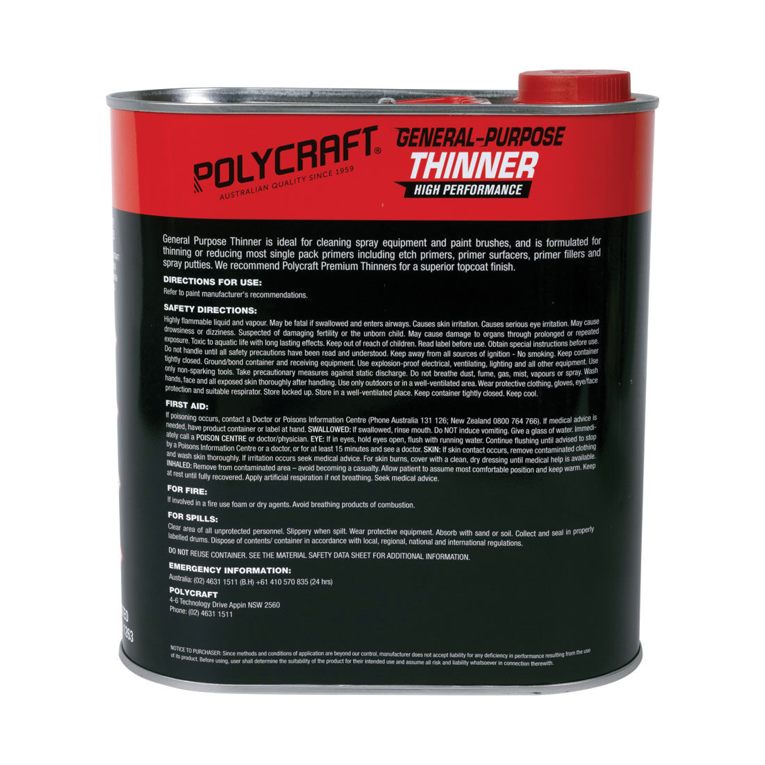 Polycraft Thinners General Purpose 4L, , scaau_hi-res