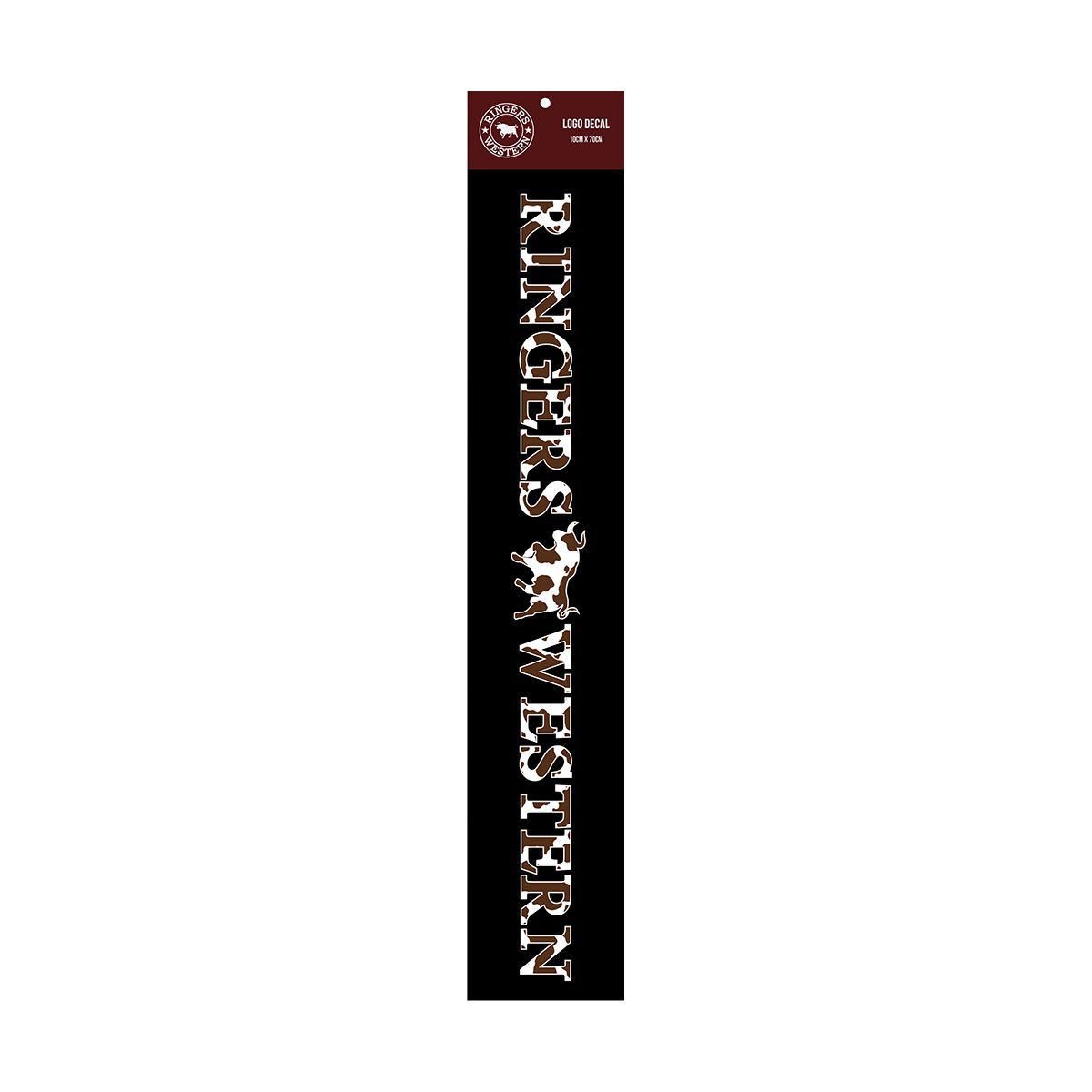 Ringers Western Long Logo Decal - Cow Print, , scaau_hi-res