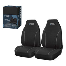 Ridge Ryder Canvas Seat Covers Black/Grey Piping Built-In Headrests Airbag Compatible 60SAB, , scaau_hi-res