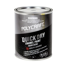 Polycraft Enamel Quick Dry Black 1 Litre, , scaau_hi-res