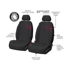 NBCF Pink Ribbon Seat Covers Black/Pink Adjustable Headrests Airbag Compatible, , scaau_hi-res