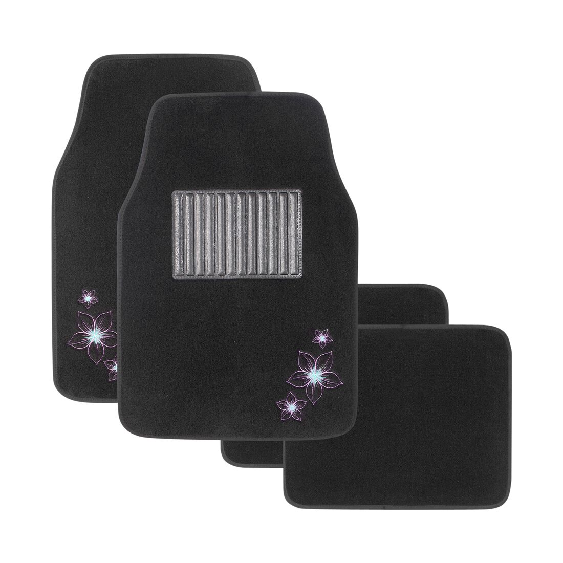 SCA Floor Mats Carpet Flower Purple & Aqua Set of 4, , scaau_hi-res