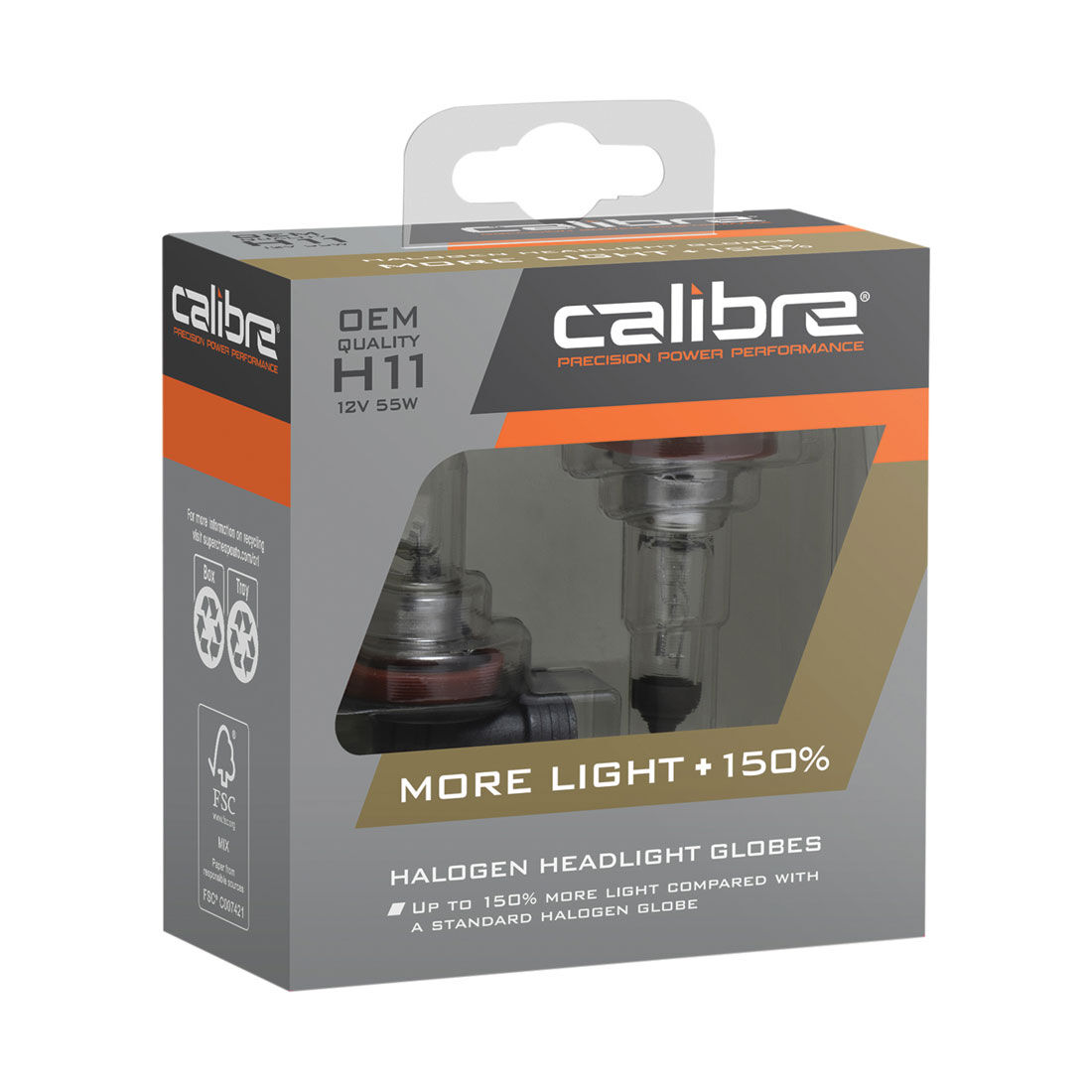 Calibre Plus 150 Headlight Globes - H11, 12V 55W, CA150H11, , scaau_hi-res