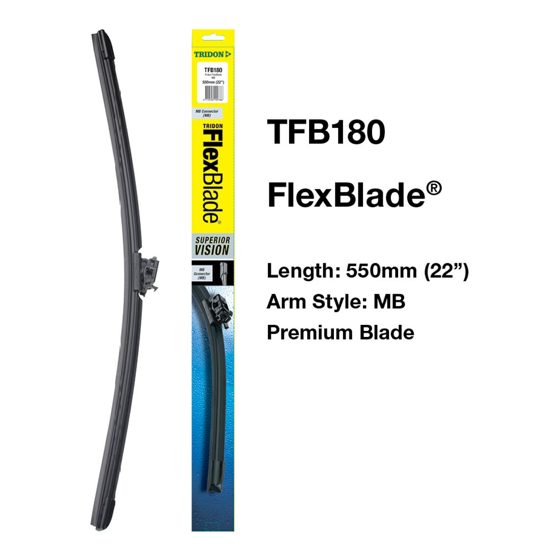 Tridon FlexBlade Wiper 550mm (22") Single - TFB180, , scaau_hi-res