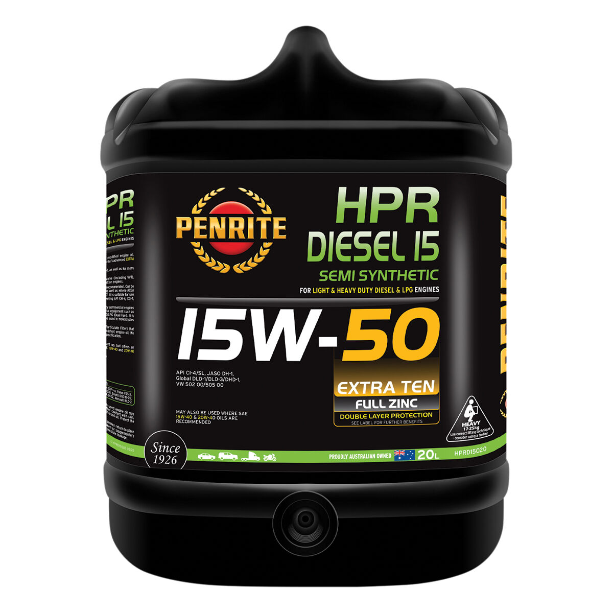 Penrite HPR Diesel 15 Engine Oil - 15W-50, 20 Litre, , scaau_hi-res