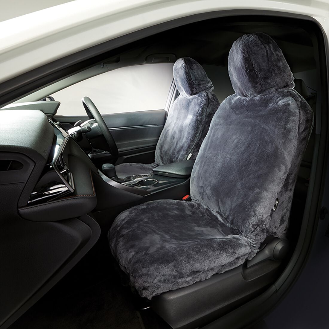 Gold CLOUDLUX Sheepskin Seat Covers - Slate Adjustable Headrests Size 30 Airbag Compatible, , scaau_hi-res