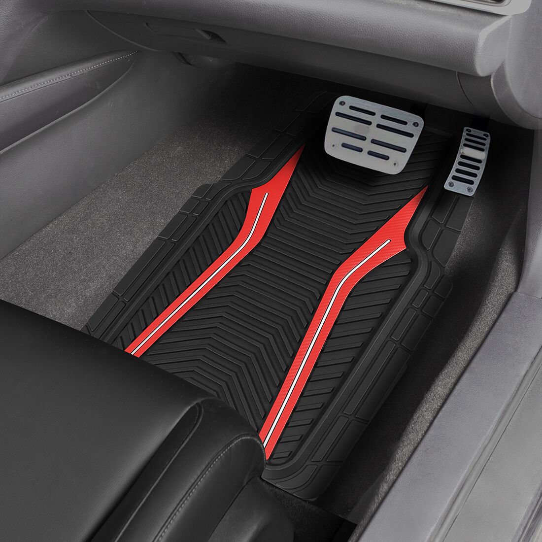 SCA Floor Mats PVC Rubber Sports Red Set of 4, , scaau_hi-res
