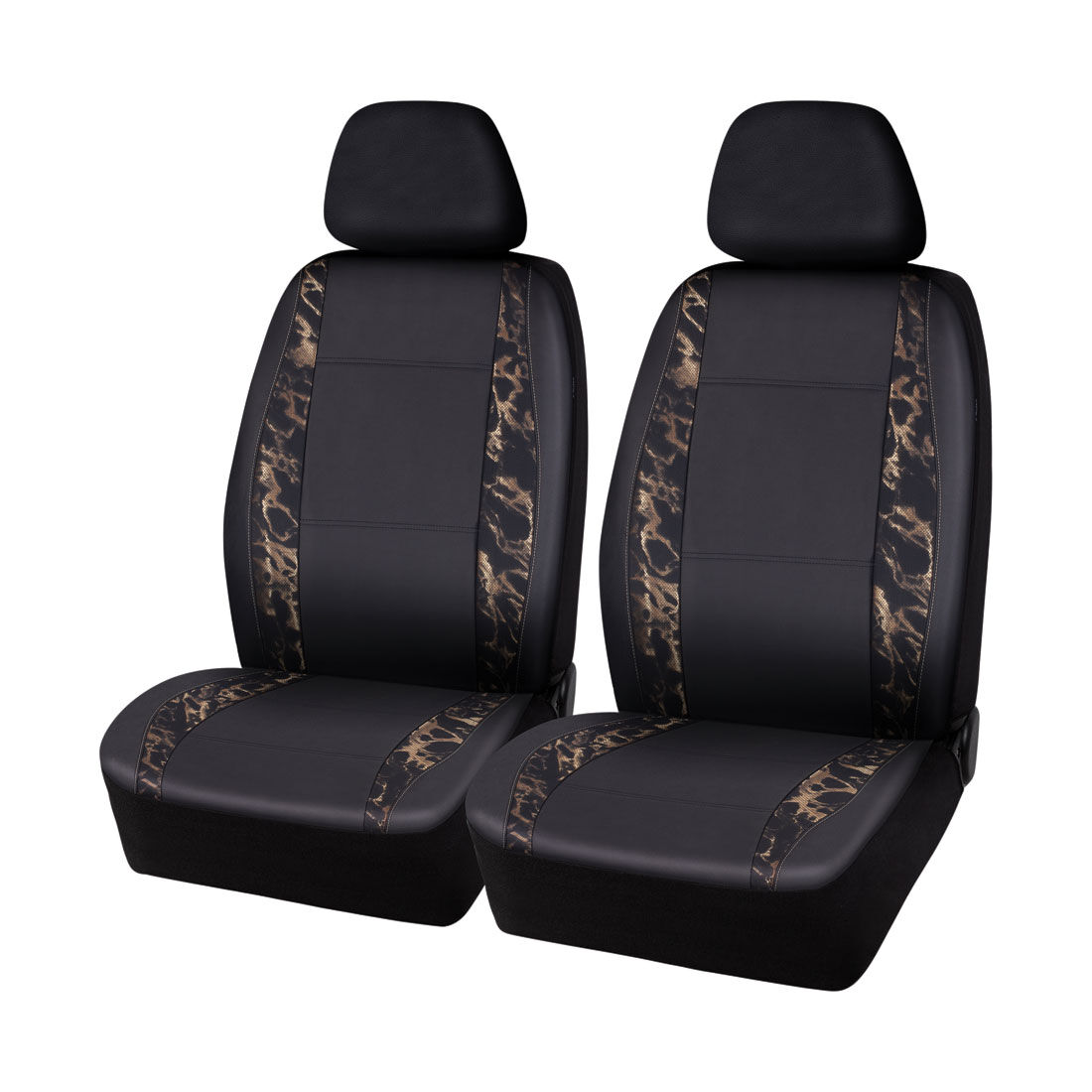 SCA Leather Look PVC Seat Covers Black Gold Adjustable Headrests Airbag Compatible Supercheap Auto
