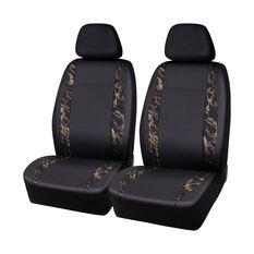 SCA Leather Look & PVC Seat Covers Black/Gold Adjustable Headrests Airbag Compatible, , scaau_hi-res