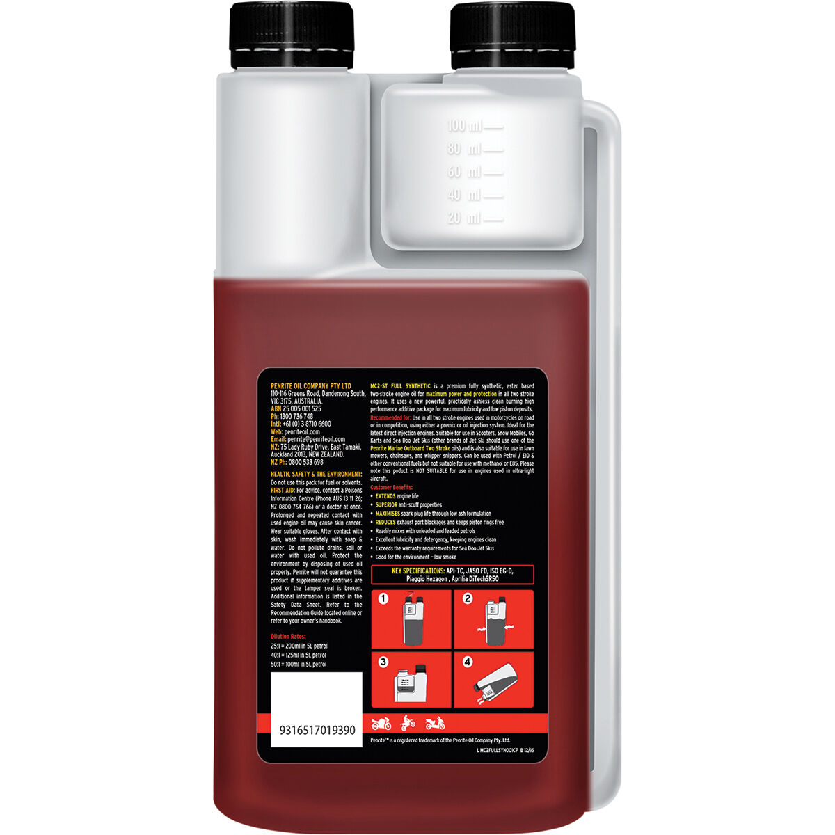 Penrite MC-2 Synthetic Motorcycle Oil - 1 Litre, , scaau_hi-res