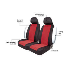 SCA Cord Seat Covers Red/Black Adjustable Headrests Airbag Compatible, , scaau_hi-res