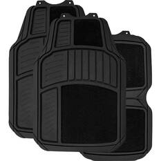 SCA Heavy Duty Combo PVC/Carpet Car Floor Mats - Set of 4, Black, , scaau_hi-res
