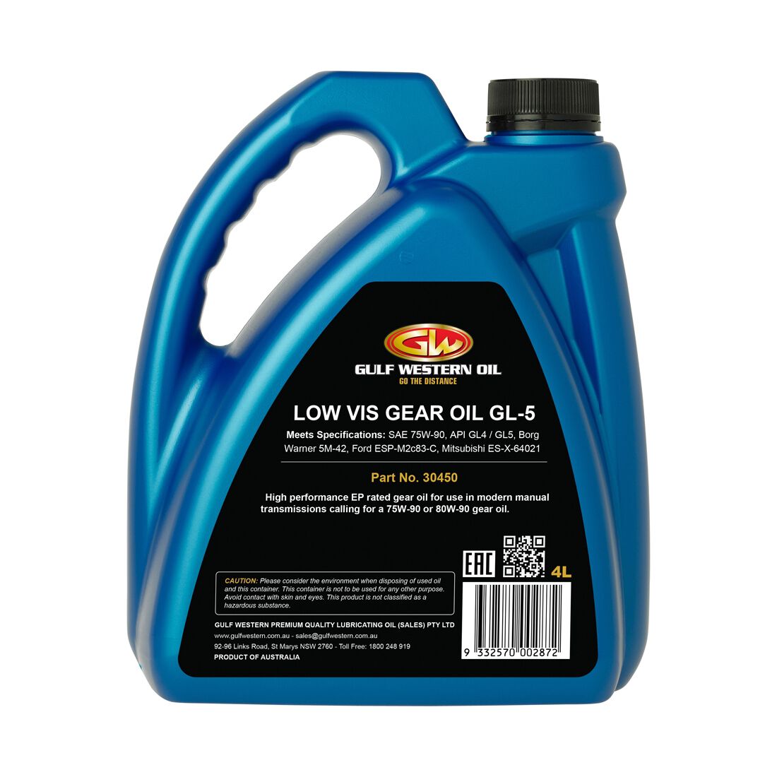 Gulf Western Gear Lube Low Viscosity 75W-90 4 Litre, , scaau_hi-res