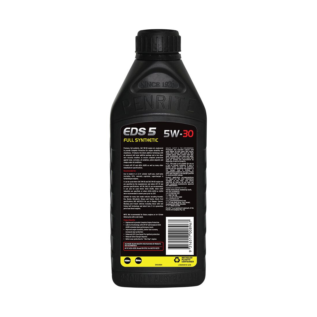 Penrite Full Synthetic Engine Oil -  5W-30 1 Litre, , scaau_hi-res