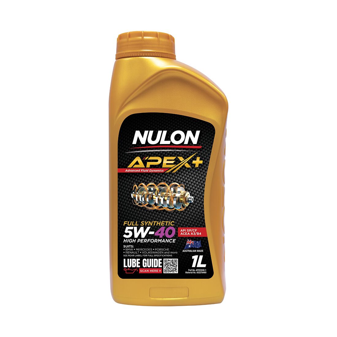 Nulon APEX+ 5W-40 Performance Engine Oil 1 Litre, , scaau_hi-res