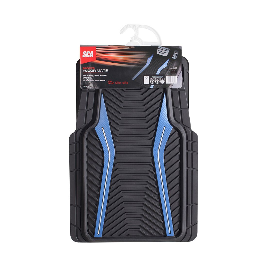 SCA Floor Mats PVC Rubber Sports Blue Set of 4, , scaau_hi-res