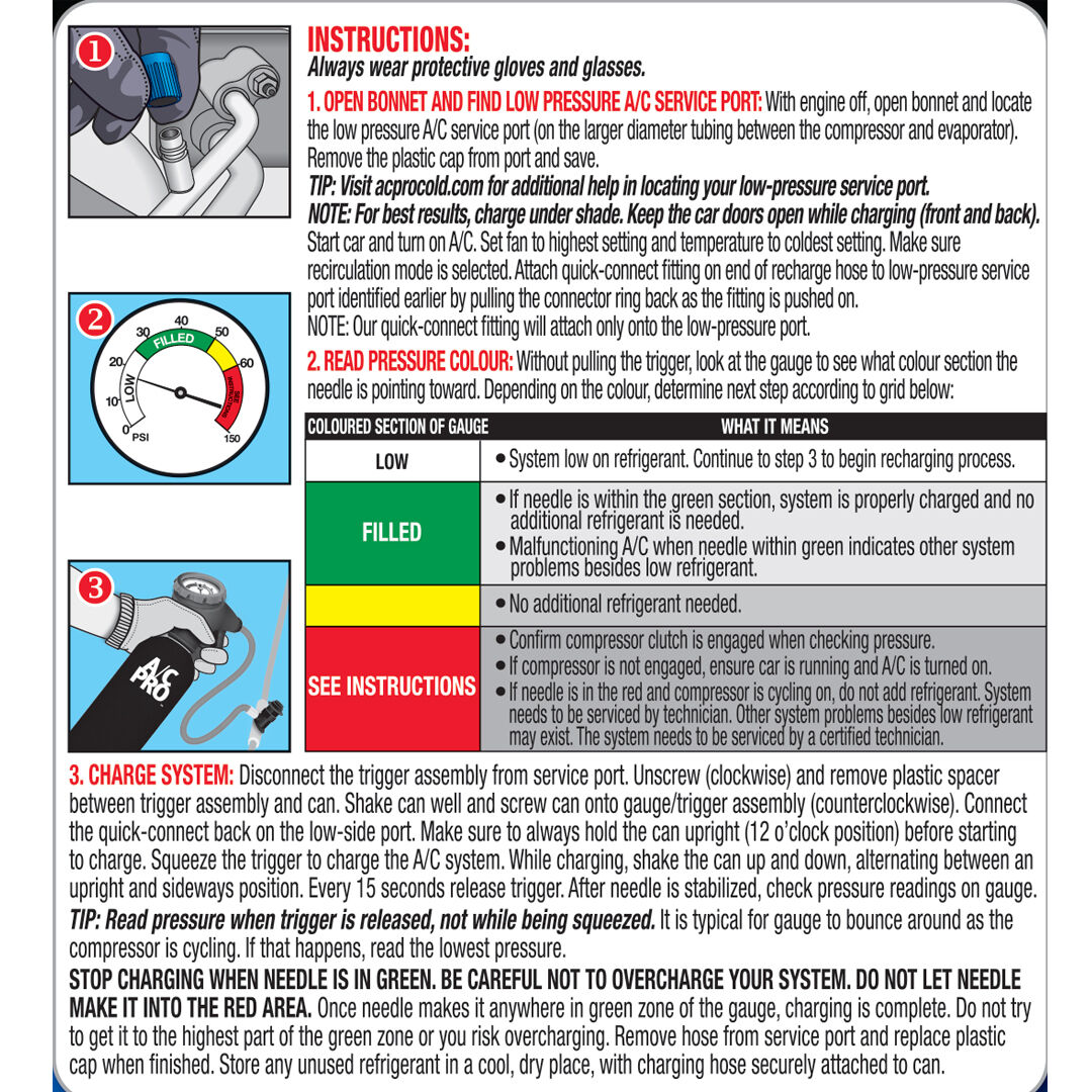 AC PRO Charge R1234YF Gas Refill & Hose 396g, , scaau_hi-res