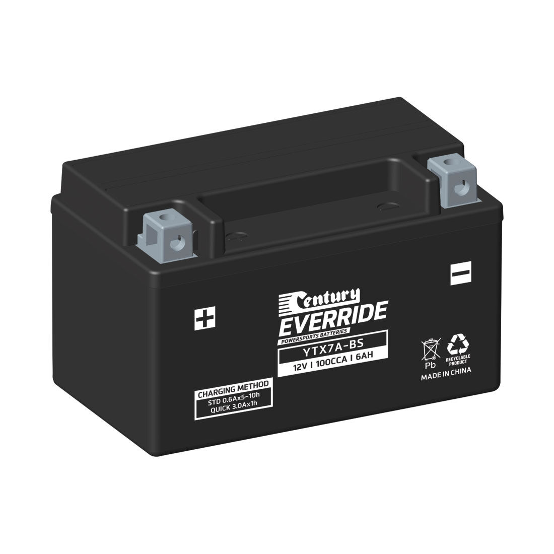 Century EverRide Powersports Battery YTX7A-BS, , scaau_hi-res