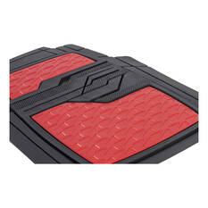 SCA Checkerplate PVC Car Floor Mats - Set of 4, Red/Black, , scaau_hi-res