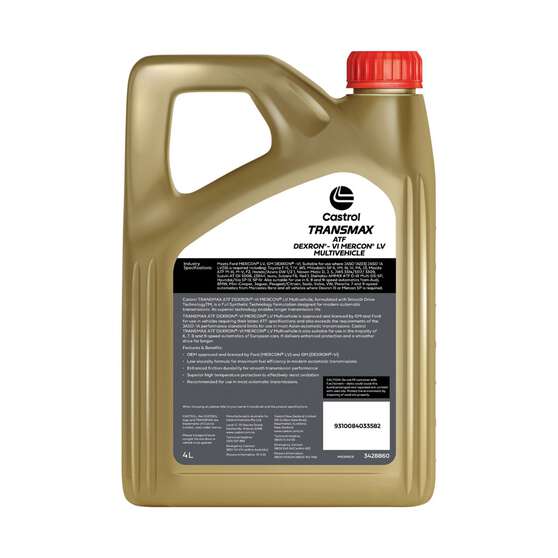 Castrol Transmax ATF DEXRON®-VI MERCON® LV Multivehicle, 4 Litre, , scaau_hi-res