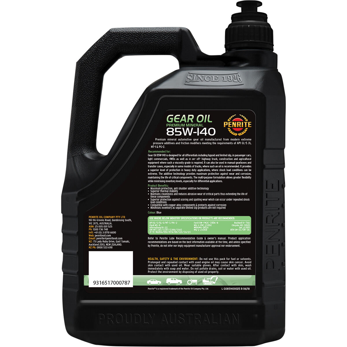 Penrite Gear Oil - 85W-140, 2.5 Litre, , scaau_hi-res