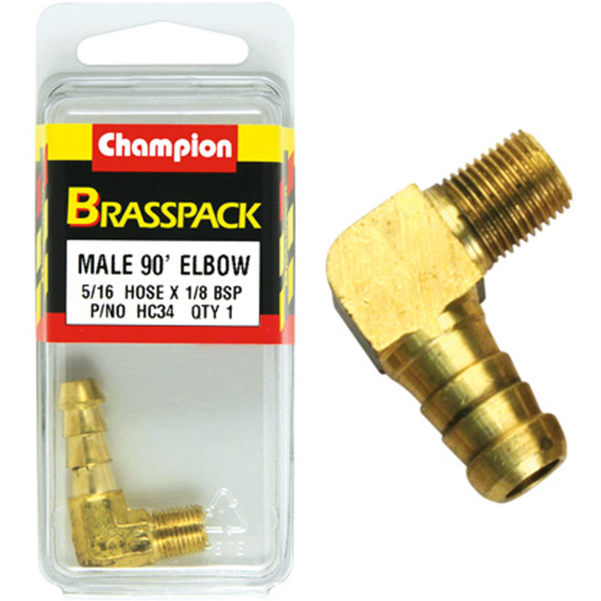 Champion Male Brass Pack 90&deg; Elbow HC34, 5/16" x 1/8", , scaau_hi-res