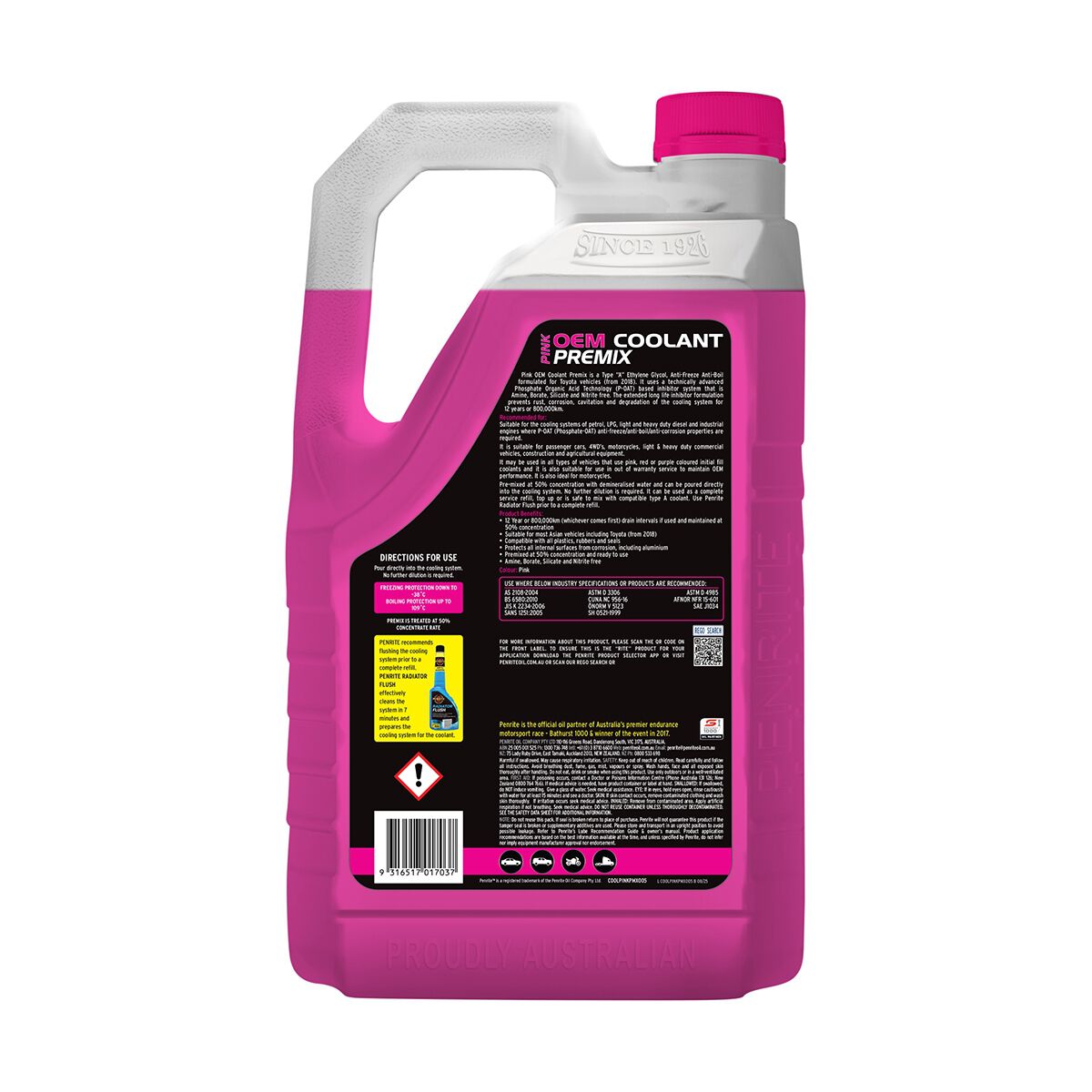Penrite Pink Anti-Freeze / Anti-Boil Premix Coolant - 5 Litres, , scaau_hi-res