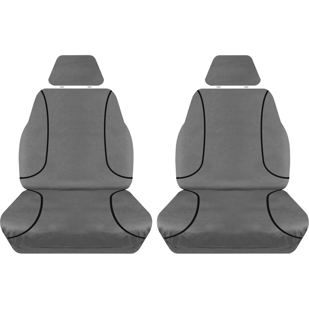 Tradies Canvas Ready Made Seat Covers Front Pair Grey suits Triton