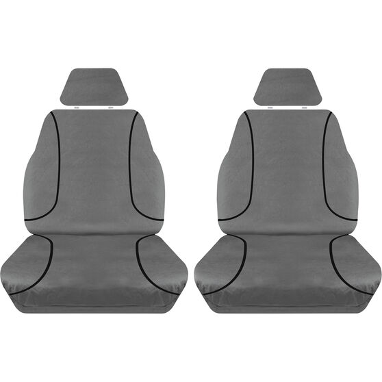 Tradies Canvas Ready Made Seat Covers Front Pair Grey suits Triton