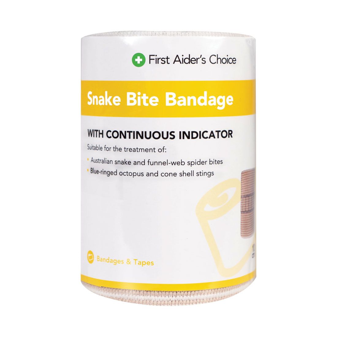 First Aider's Choice Snake Indicator Bandage 10cmx10m, , scaau_hi-res