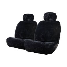 Gold CLOUDLUX Sheepskin Seat Covers - Black Adjustable Headrests Size 30 Front Pair Airbag Compatible, , scaau_hi-res