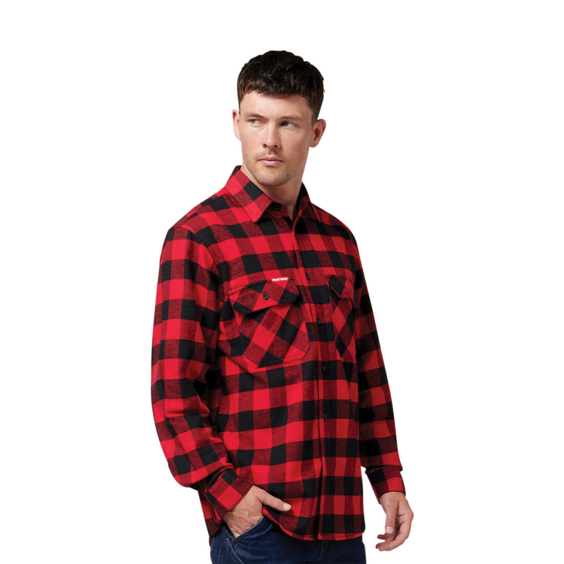 Hard Yakka Long-Sleeved Check Flannel Cotton Red | Supercheap Auto