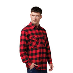 Hard Yakka Long-Sleeved Check Flannel Cotton Red Red M, Red, scaau_hi-res
