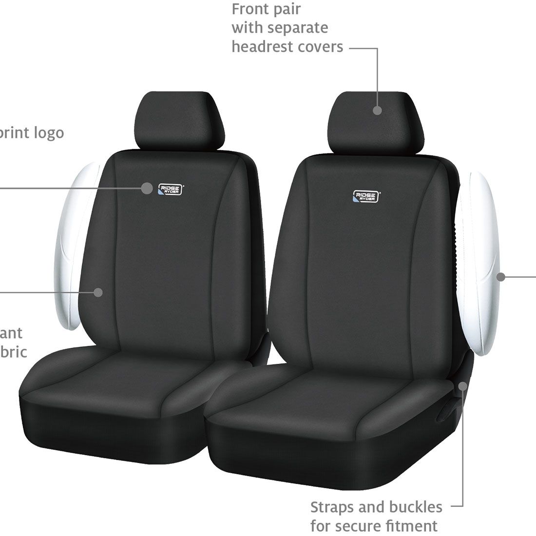 Ridge Ryder Neoprene Seat Covers Black 30SAB, , scaau_hi-res